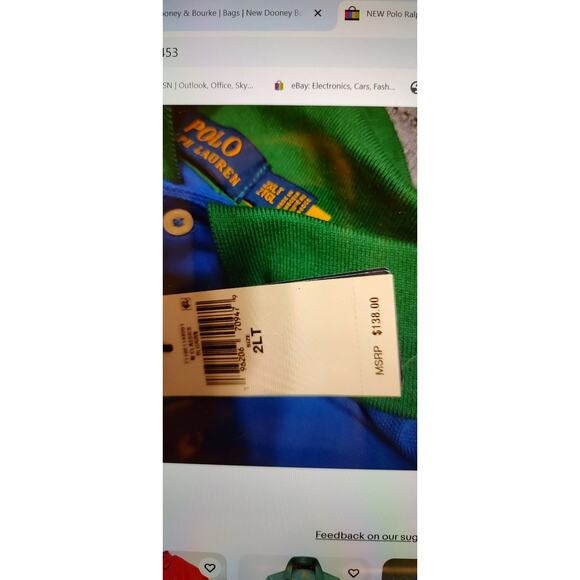 NEW Polo Ralph Lauren POLO Big Pony Blue & Green Size 2LT NWT - Picture 5 of 5